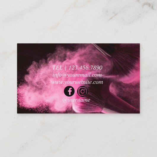 ピンクのメイクアップ名刺 名刺 (裏面)