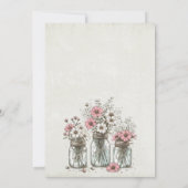 ピンクのメイスンジャーの花ベビーシャワー 招待状 (裏面)