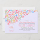 ピンクのメイスンジャークリエイティブの花結婚式招待状 招待状 (正面)