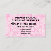 ピンクのメイド清掃員の女性ハウス清掃サービス 名刺 (裏面)