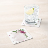 ピンクのメイブの白い花の植物広場 スクエアペーパーコースター (インサイチュ)