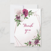 ピンクのメイブの花が緑 サンキューカード (正面)