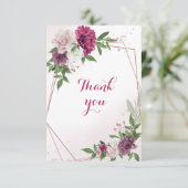 ピンクのメイブの花が緑 サンキューカード (スタンド正面)