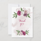 ピンクのメイブの花が緑 サンキューカード (正面)