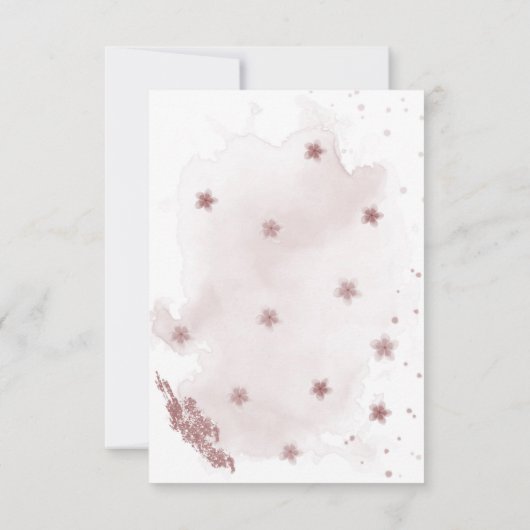 ピンクのメイブの花が緑 サンキューカード (裏面)