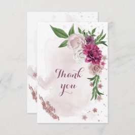 ピンクのメイブの花が緑 サンキューカード