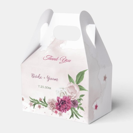 ピンクのメイブの花が緑 フェイバーボックス (正面サイド)