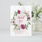 ピンクのメイブの花の緑のリース サンキューカード (スタンド正面)