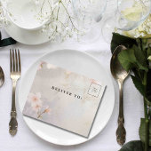 ピンクのメイブ桜さくらんぼ花咲き写真QRコード オールインワン招待状