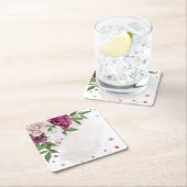 ピンクのメイブ白い花の植物性 スクエアペーパーコースター (インサイチュ)