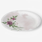 ピンクのメイブ白い花の植物性 ペーパープレート