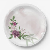 ピンクのメイブ白い花の植物性 ペーパープレート