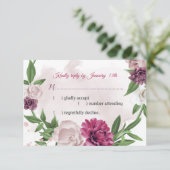 ピンクのメイブ花の植物性 出欠カード (スタンド正面)