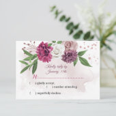 ピンクのメイブ花の植物性 出欠カード (スタンド正面)