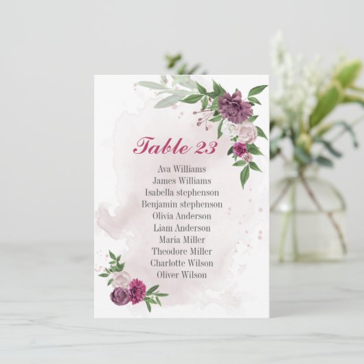 ピンクのメイブ花の緑の座席チャートカード エンクロージャーカード (スタンド正面)