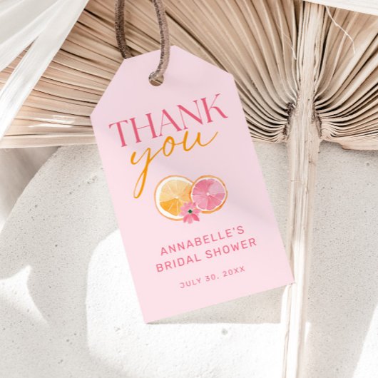 ピンクのメインスクイーズ ブライダルシャワーのお礼 ギフトタグ