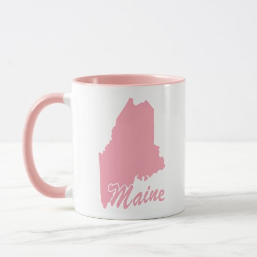 ピンクのメイン州の形のマグカップ マグカップ (左)