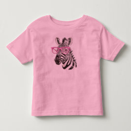ピンクのメガネをかけたシマウマ トドラーTシャツ