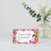 ピンクのメキシカンガール フィエスタ ベイビーシャワー おむつくじ エンクロージャーカード (スタンド正面)