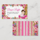 ピンクのメキシコの女の子フィエスタベビーシャワーおむつラッフル エンクロージャーカード (正面/裏面)