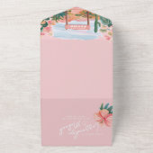 ピンクのメキシコの目的地すべて1つの結婚式の招待 オールインワン招待状 (外側)