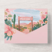 ピンクのメキシコの目的地すべて1つの結婚式の招待 オールインワン招待状 (裏面)