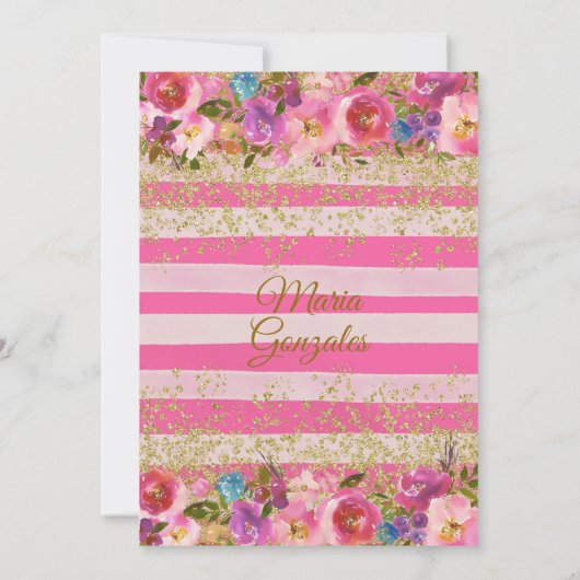 ピンクのメキシコ人女性フィエスタがウノ誕生日 招待状 (裏面)