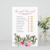 ピンクのメキシコ産サボテンの彼は彼女がゲームカードを言った (スタンド正面)