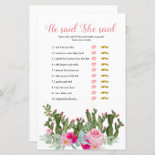 ピンクのメキシコ産サボテンの彼は彼女がゲームカードを言った (正面/裏面)