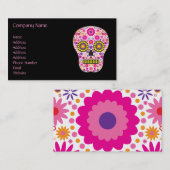 ピンクのメキシコ砂糖のスカル 名刺 (正面/裏面)