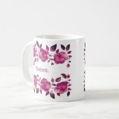 ピンクのメタリックさくらんぼあなたの名前を咲かせる コーヒーマグカップ (正面左)