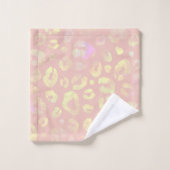 ピンクのメタリックヒョウ模様 バスタオルセット (ウォッシュタオル)