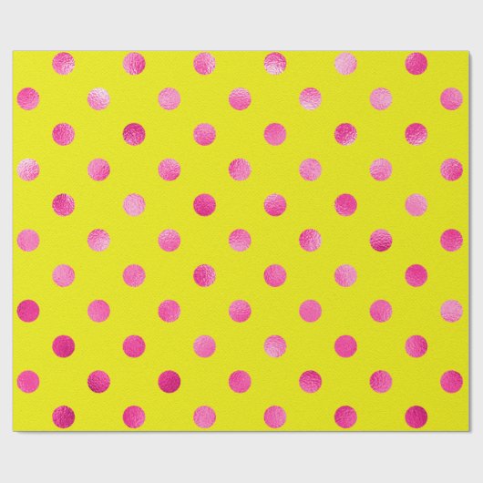 ピンクのメタリックフェイクフォイル水玉模様背景 ラッピングペーパー (フラット)