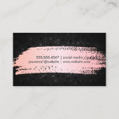 ピンクのメタリックブラシ |黒い幾何学的パターン 名刺 (裏面)