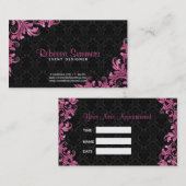 ピンクのメタリックレースブラックダマスク – アポイントメント (正面/裏面)