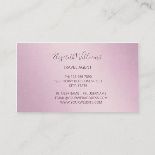 ピンクのメタリックロゴ 名刺 (裏面)