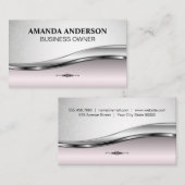 ピンクのメタリック背景 |マンダラパターン 名刺 (正面/裏面)