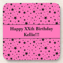 ピンクのメッセージ付き黒星誕生日