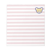 ピンクのメモ帳に可愛いテディベアの漫画 ノートパッド (正面)