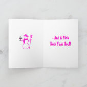 ピンクのメリークリスマスを持つ – ワインクリスマスカード シーズンカード (内部)