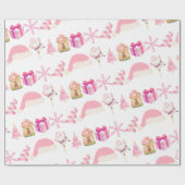ピンクのメリークリスマスを白で | ラッピングペーパー (フラット)