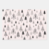 ピンクのメリークリスマスツリー ラッピングペーパーシート (正面3)