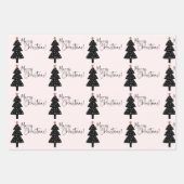 ピンクのメリークリスマスツリー ラッピングペーパーシート (正面2)