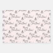 ピンクのメリークリスマスツリー ラッピングペーパーシート (正面)
