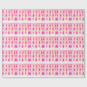 ピンクのメリークリスマスツリー ラッピングペーパー (フラット)