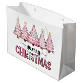 ピンクのメリークリスマスツリー ラージペーパーバッグ (裏面アングル)
