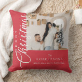 ピンクのメリークリスマスフォト クッション (ブランケット)