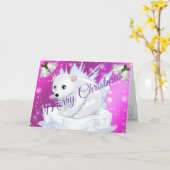 ピンクのメリークリスマス カード (黄色い花)