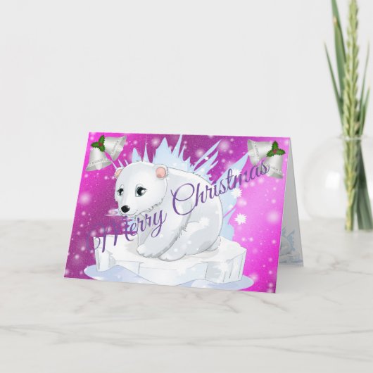 ピンクのメリークリスマス カード (正面)