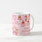 ピンクのメリークリスマス コーヒーマグカップ (正面右)